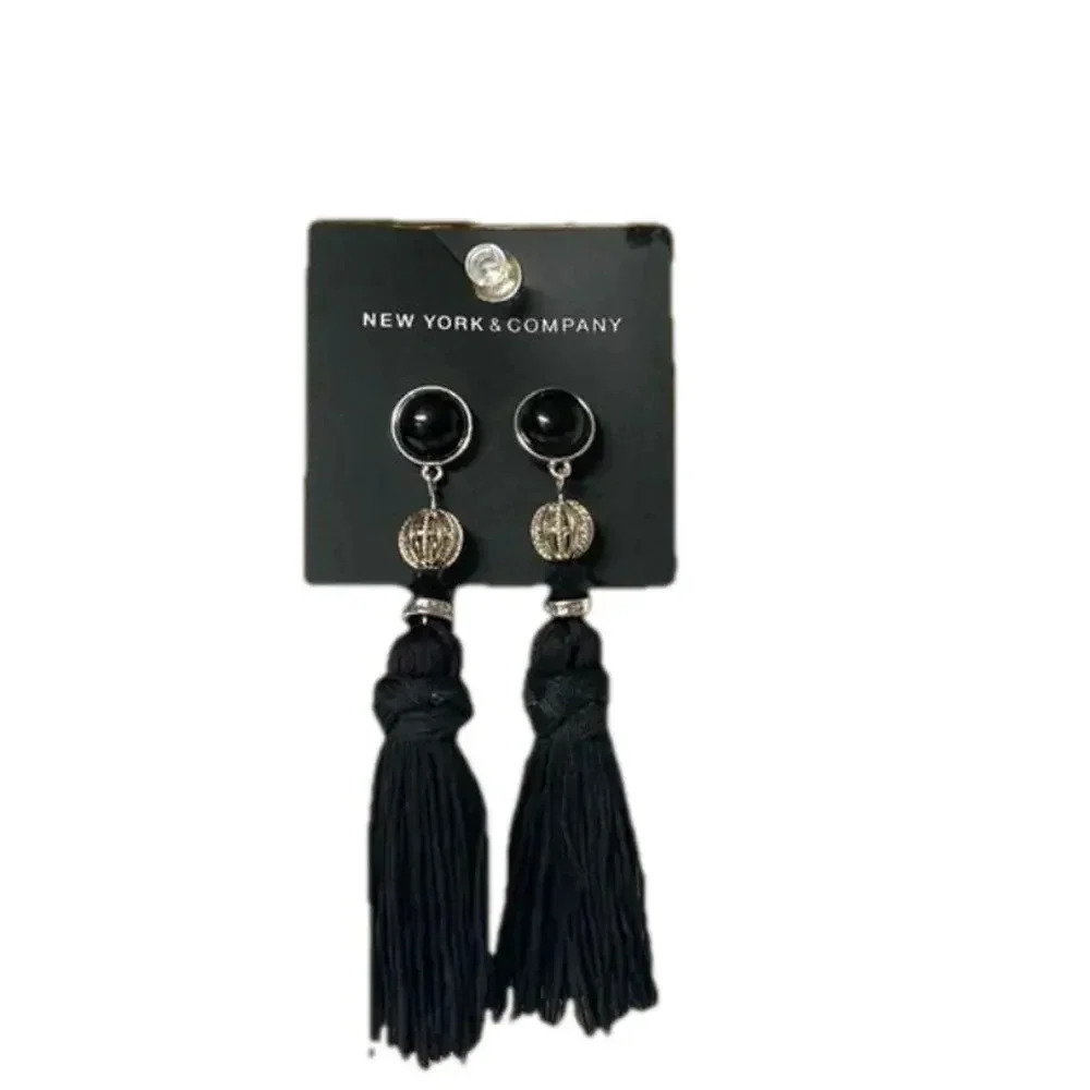 New black tassel earrings New York & Company black knot stud‎ earrings
